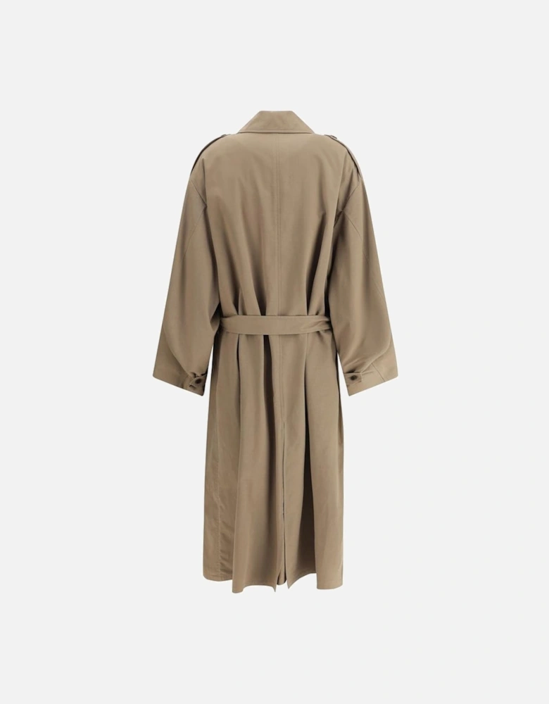 Double-Breasted Trench Coat with Sash Belt Women - Brown Jackets