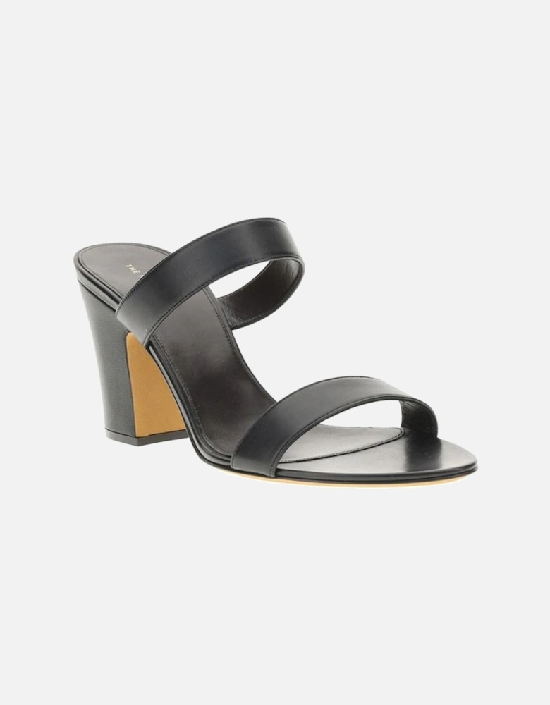 Minimalist Leather Block Heel Sandals Women - Black