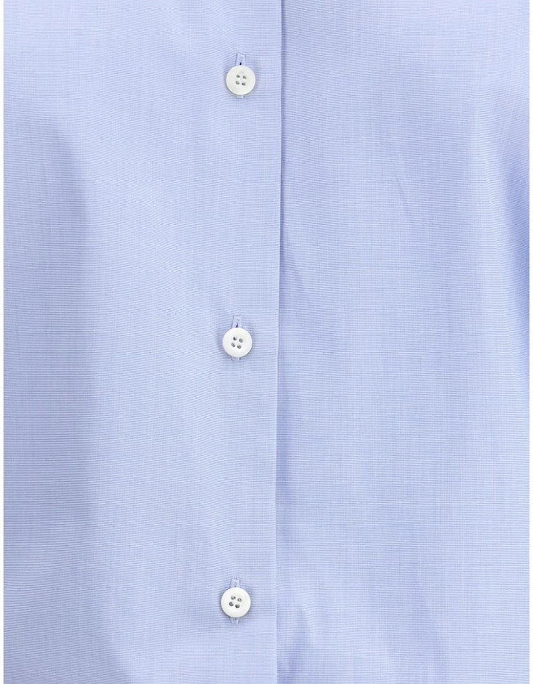 Cropped Fil-a-Fil Shirt with Crumpled-Effect Fabric Women - Light Blue
