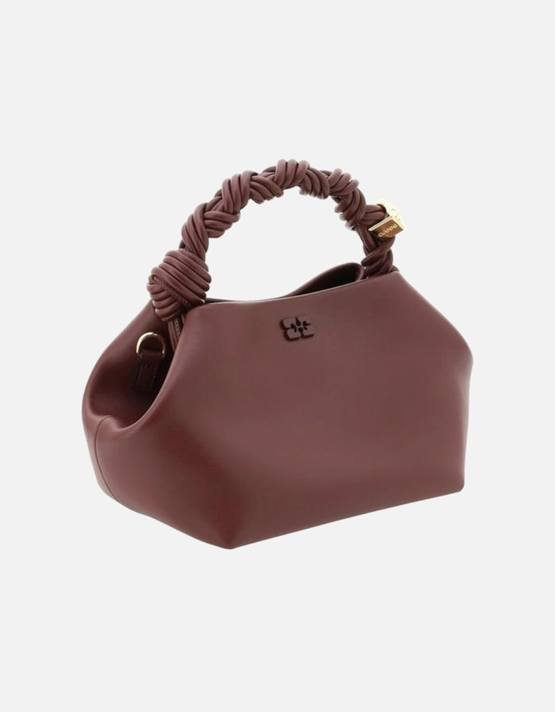 Leather Bou Small Shoulder Bag with Braided Handle Women - Bordeaux