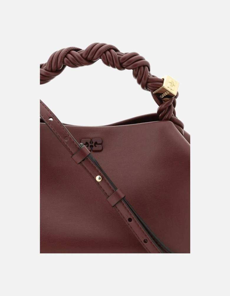 Leather Bou Small Shoulder Bag with Braided Handle Women - Bordeaux