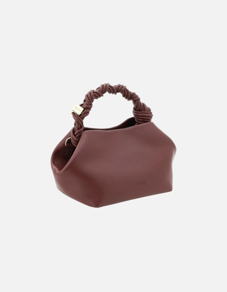 Leather Bou Small Shoulder Bag with Braided Handle Women - Bordeaux