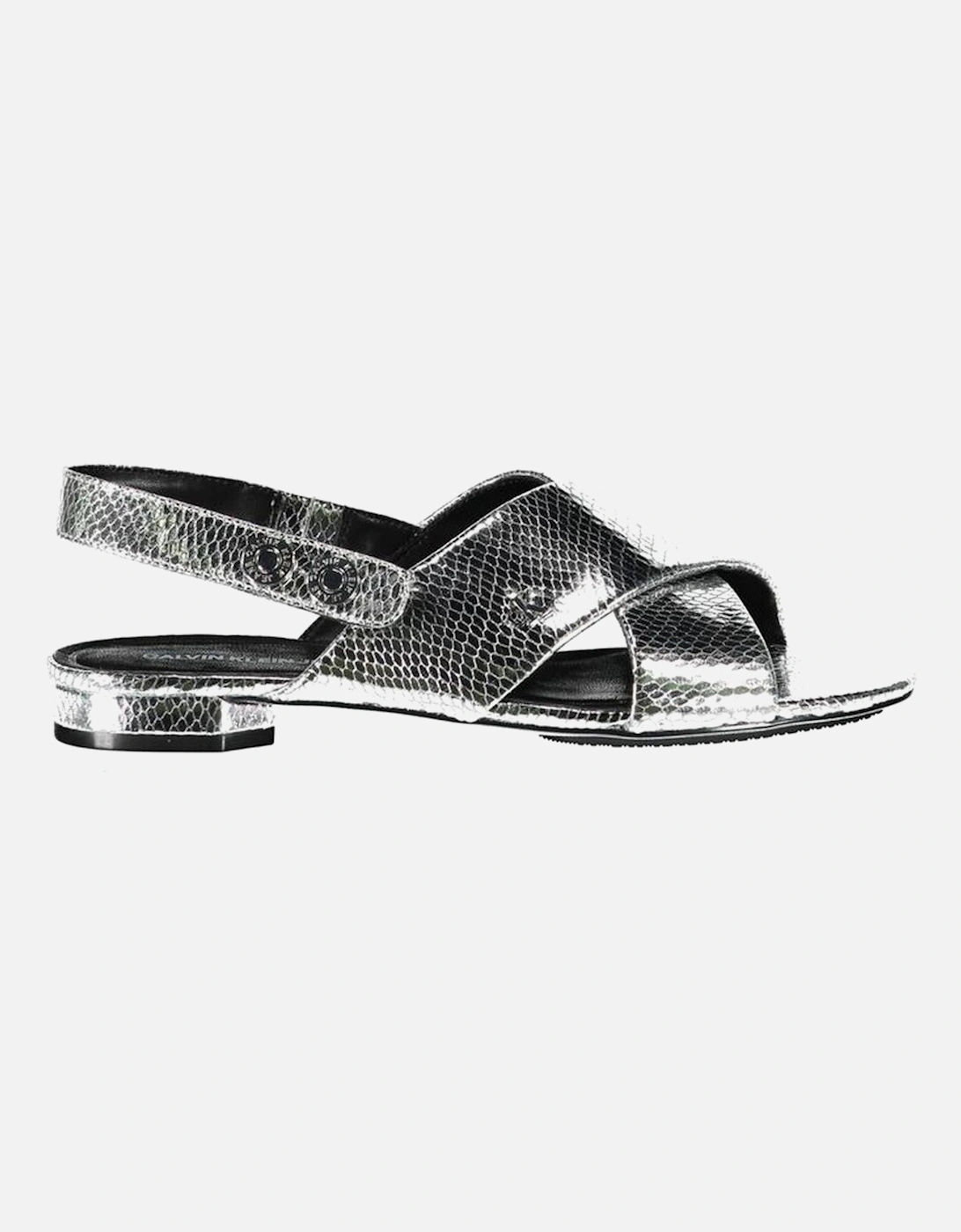 Elegant Crossed Front Flat Sandals with Logo Women - Gray, 4 of 3