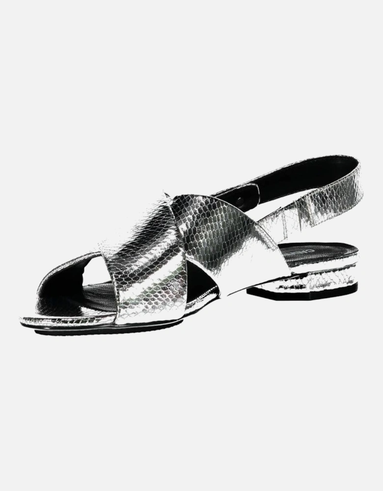 Elegant Crossed Front Flat Sandals with Logo Women - Gray