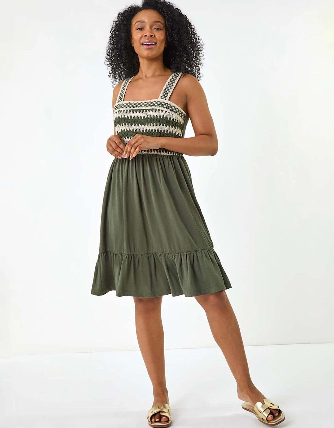 Petite Crochet Trim Strap Dress - Green, 2 of 1