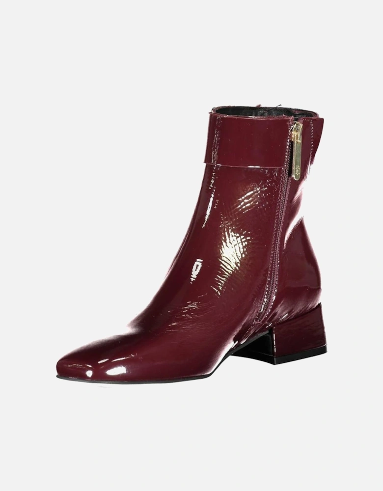 Low Heel Side Zip Boots with Contrast Sole Women - Purple