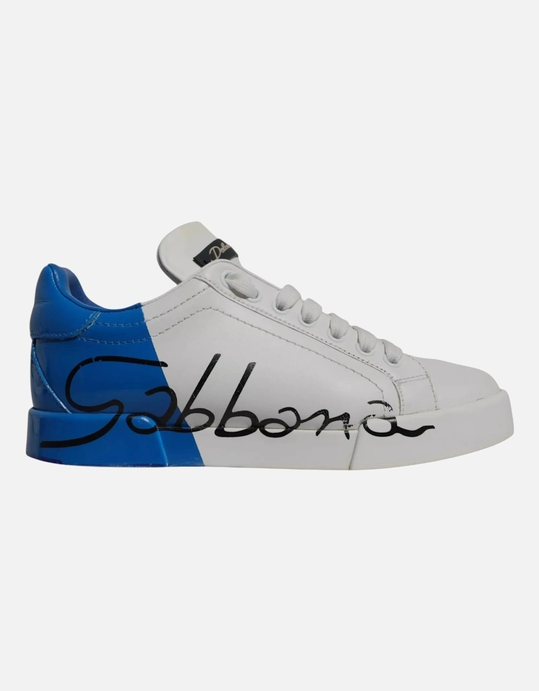 Calfskin Leather Lace-Up Casual Sneakers Women - Blue And White, 6 of 5