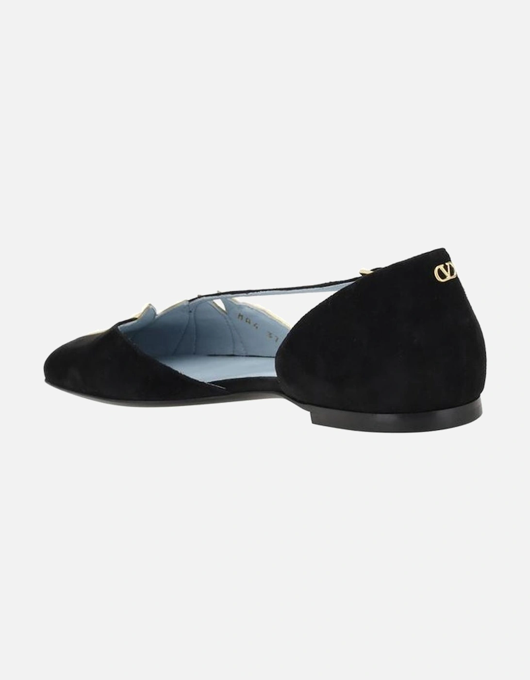 Suede Ballerinas with Leaf Detail and Buckle Strap Women - Black Flats
