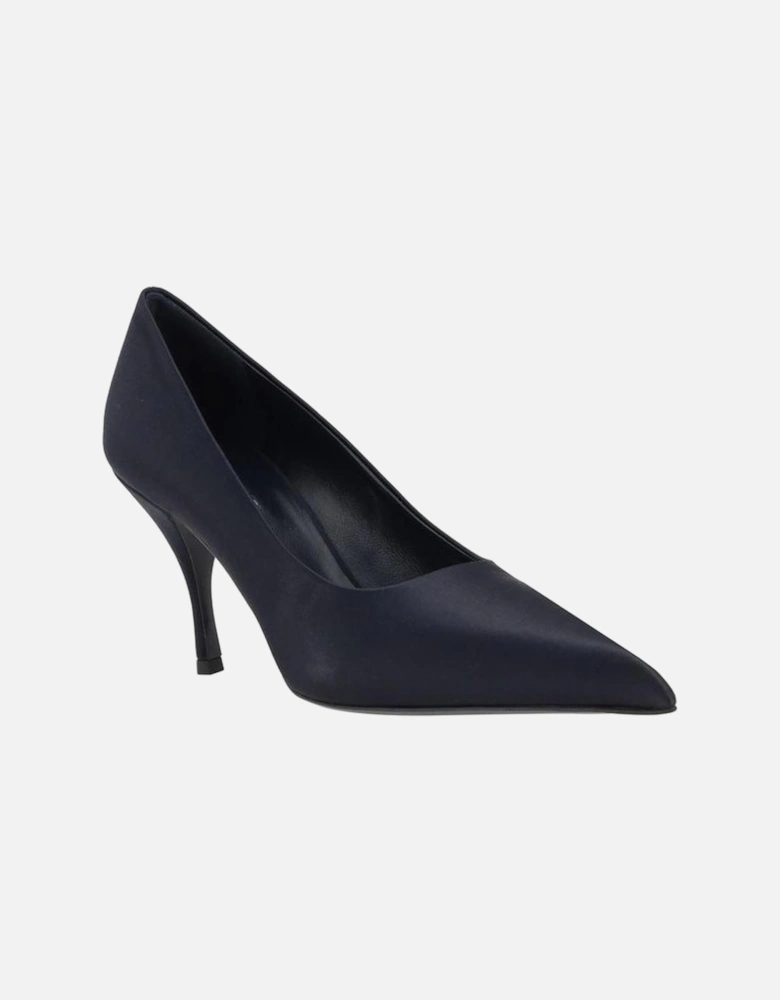 Silk Satin Stiletto Heel Pumps with Logo Detail Women - Black