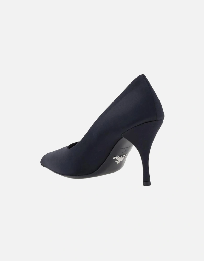 Silk Satin Stiletto Heel Pumps with Logo Detail Women - Black