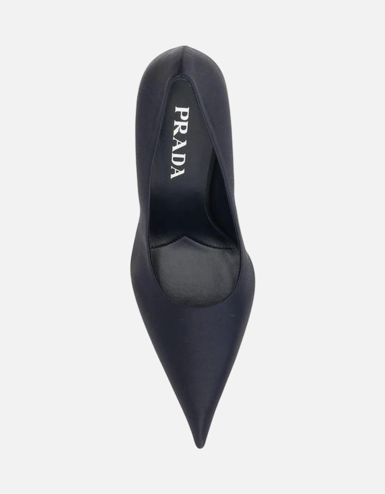 Silk Satin Stiletto Heel Pumps with Logo Detail Women - Black