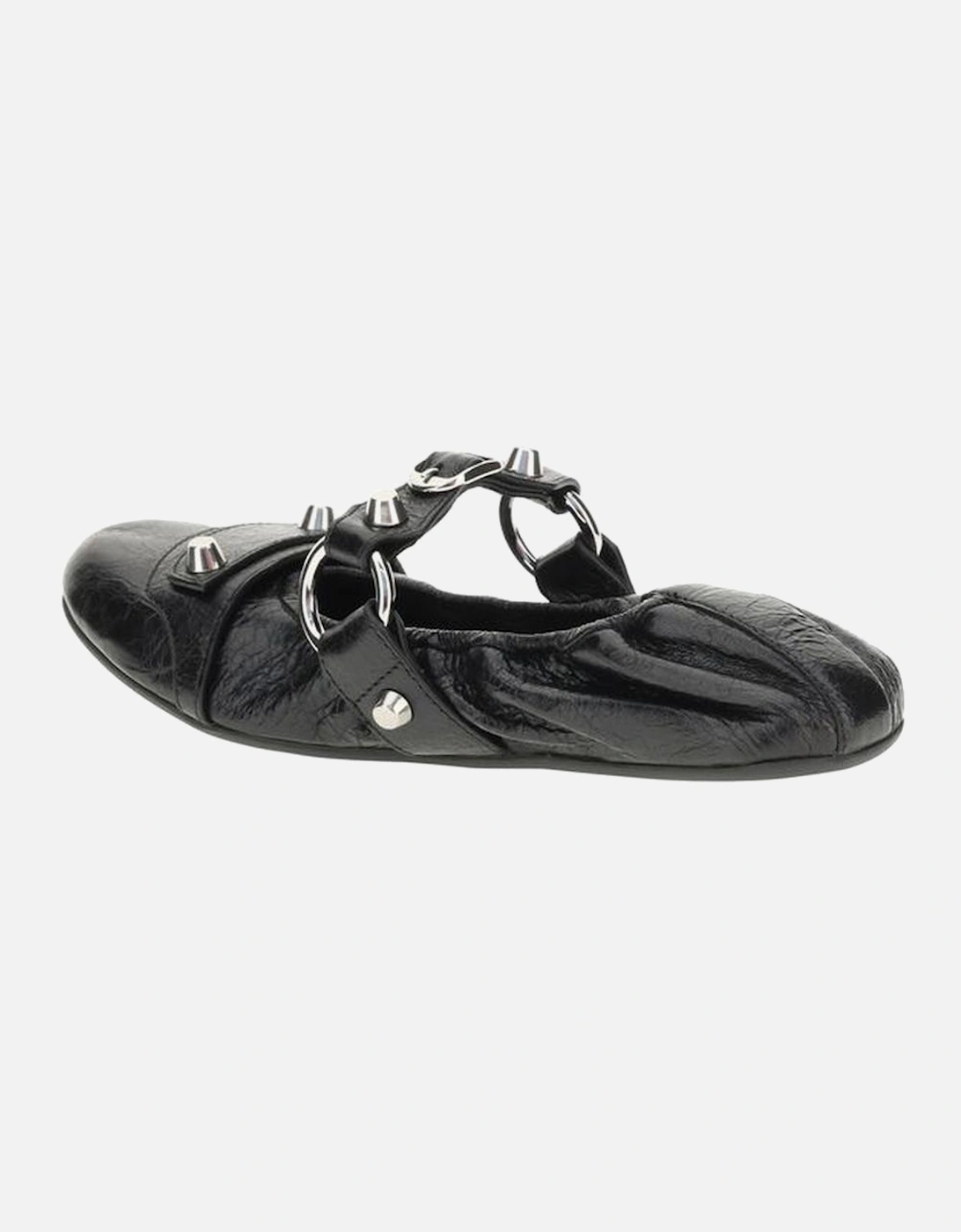 City Ballerinas with Silver Buckle Studs Women - Black Flats