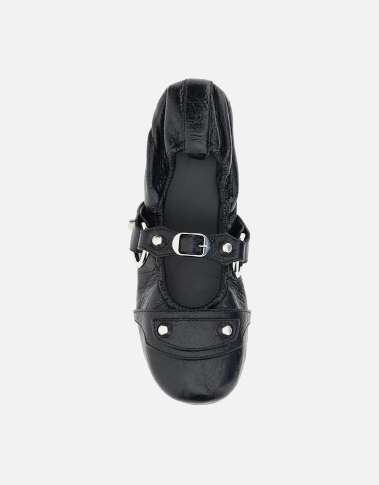 City Ballerinas with Silver Buckle Studs Women - Black Flats
