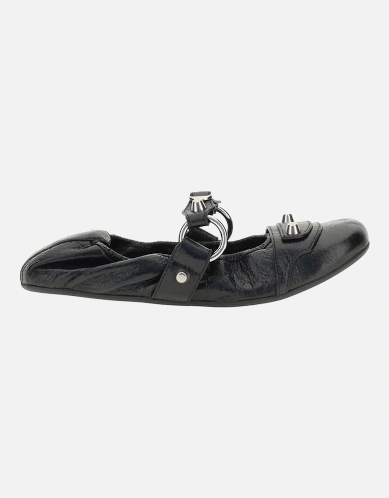 City Ballerinas with Silver Buckle Studs Women - Black Flats