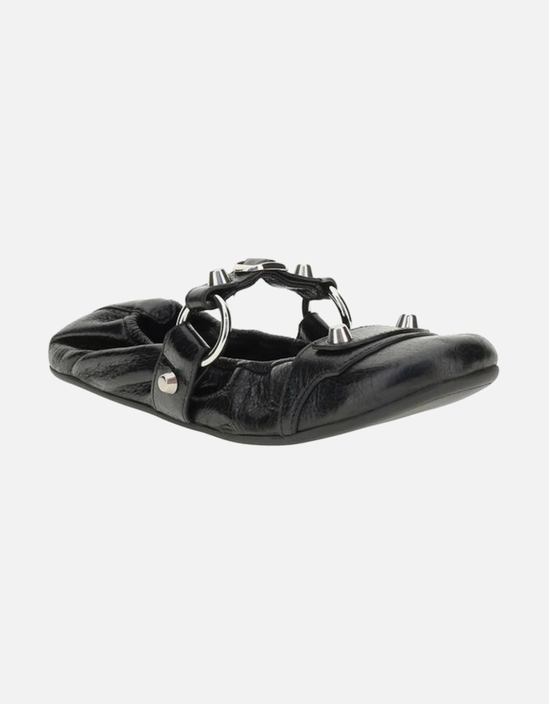 City Ballerinas with Silver Buckle Studs Women - Black Flats