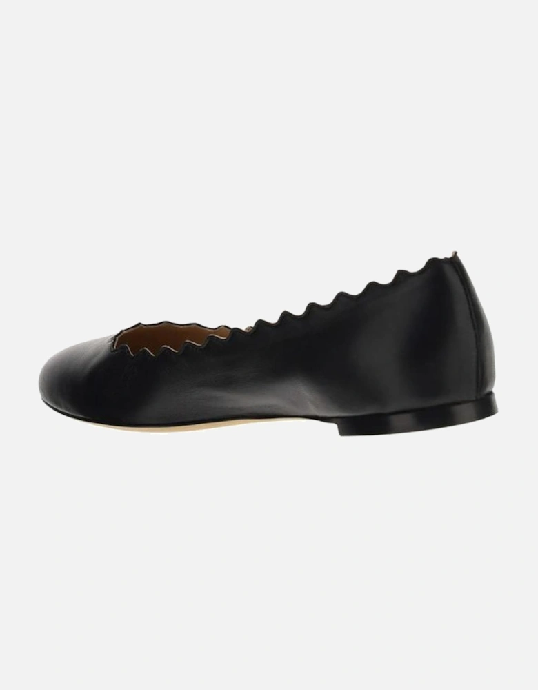 Calfskin Wavy Edge Ballerinas with Leather Heel Women - Black Flat