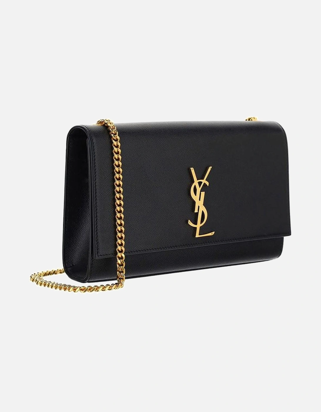 Monogram Leather Shoulder Bag with Magnetic Flap Women - Black