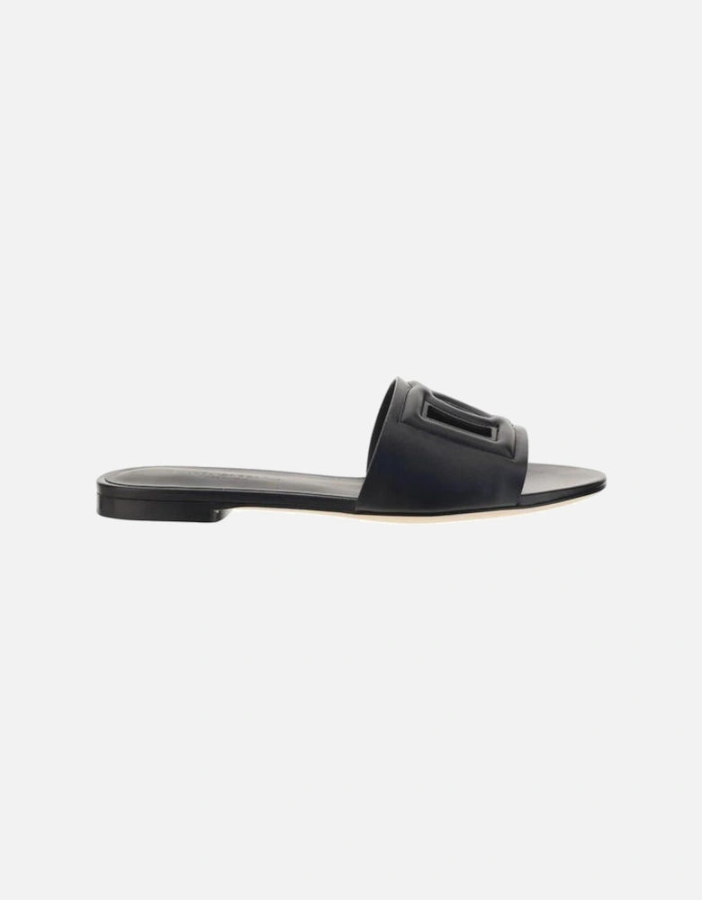 Leather Embossed Strap Sandals Women - Black