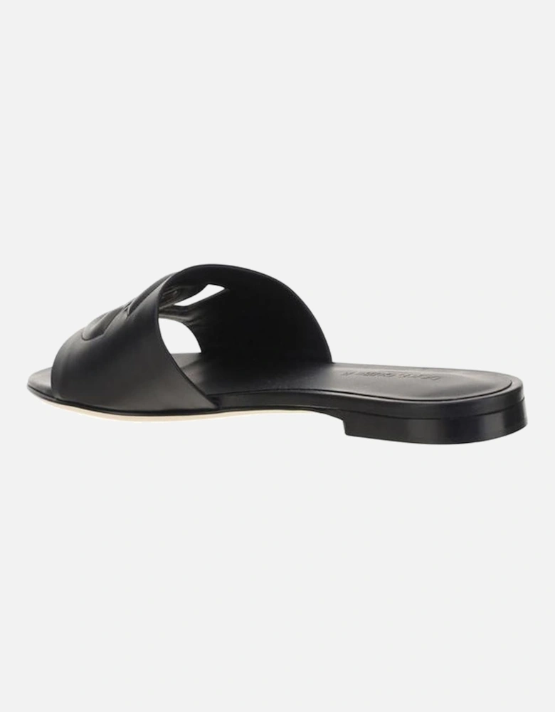 Leather Embossed Strap Sandals Women - Black