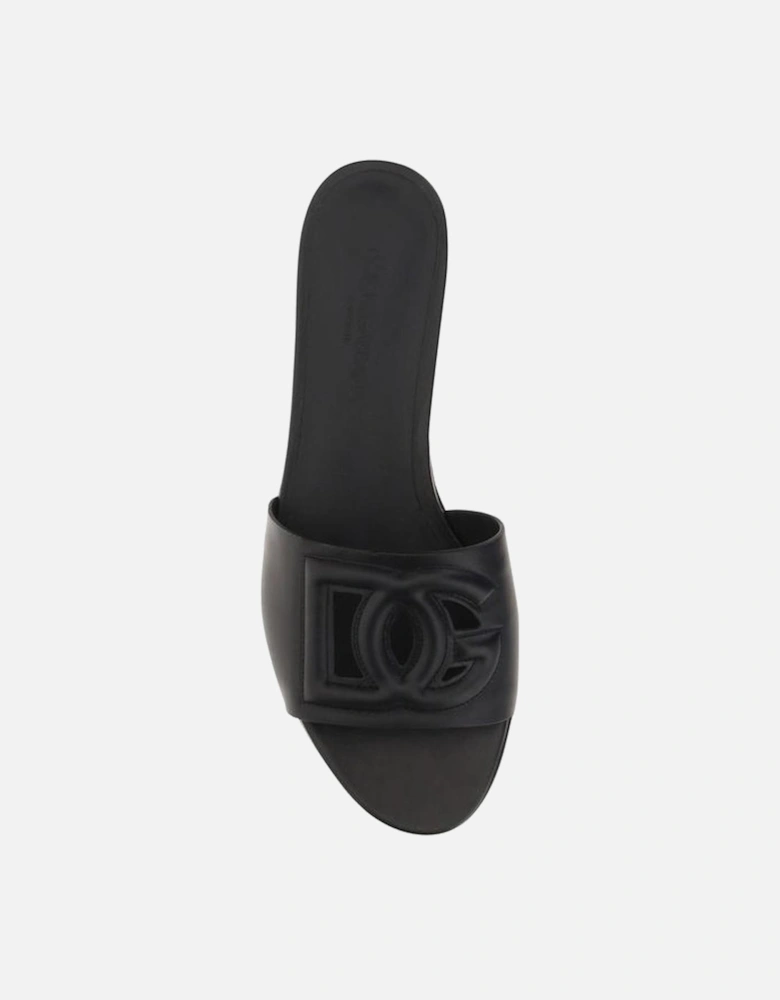 Leather Embossed Strap Sandals Women - Black