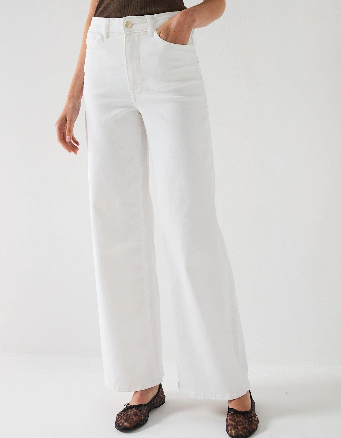 Felina-Fina High Waist Wide Leg Denim Jean - White, 2 of 1