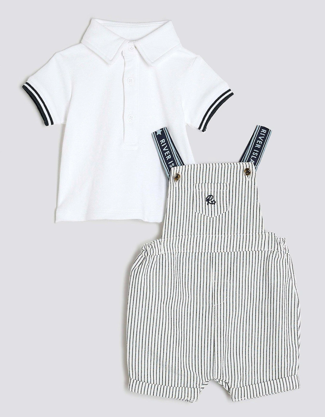 Boy Striped Dungaree Set - Cream, 2 of 1