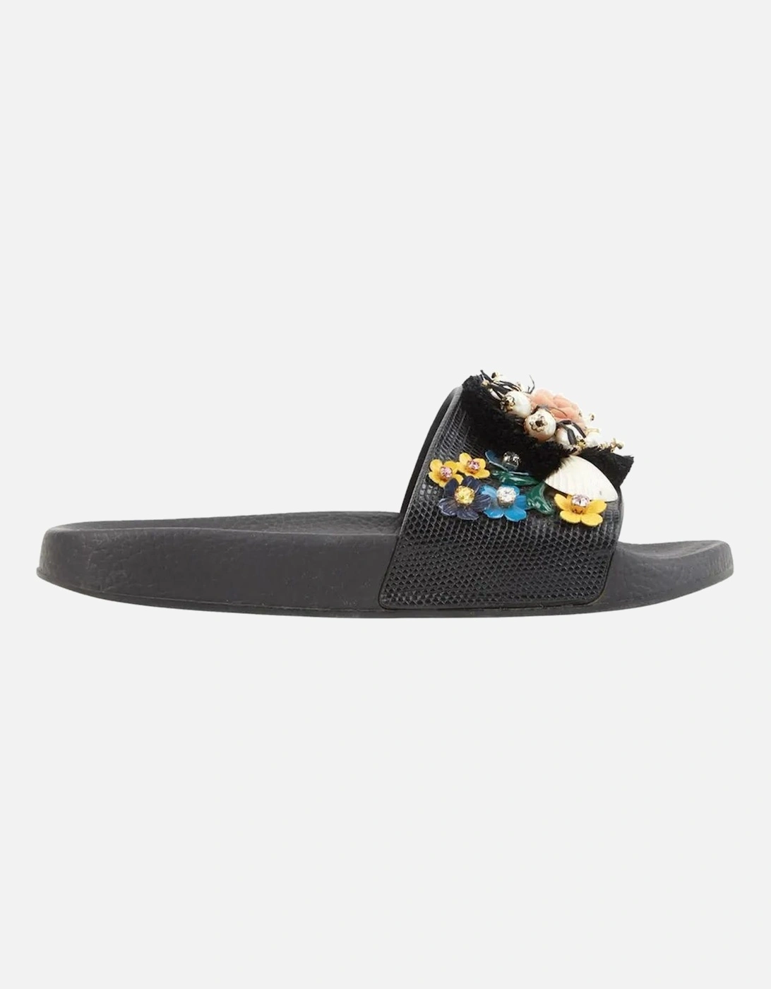 Rubber Slippers with Iguana Print and Colorful Jewels Women - Black, 6 of 5