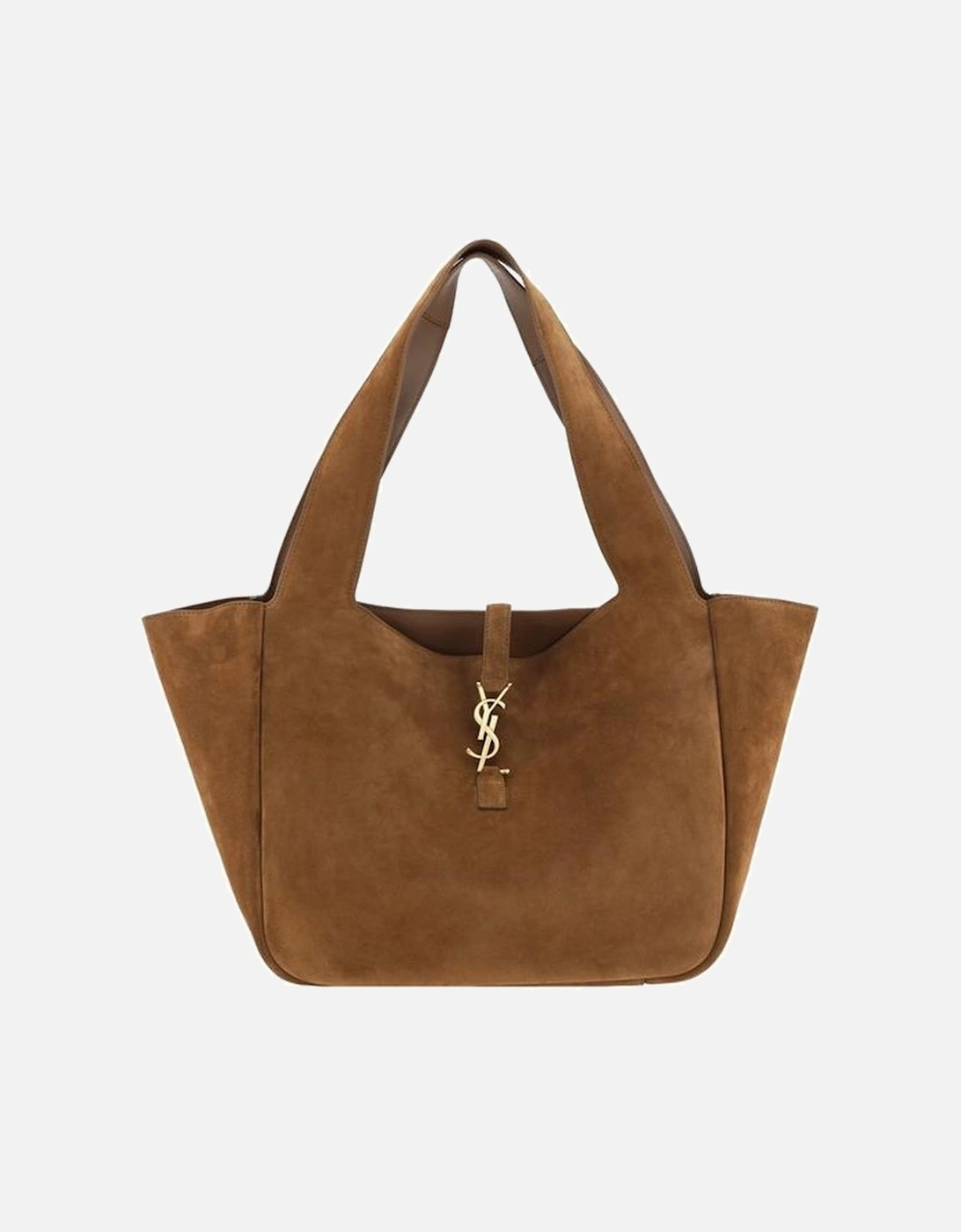 Suede Leather Tote Bag with Cassandre Logo Women - Brown Shoulder Bags, 5 of 4