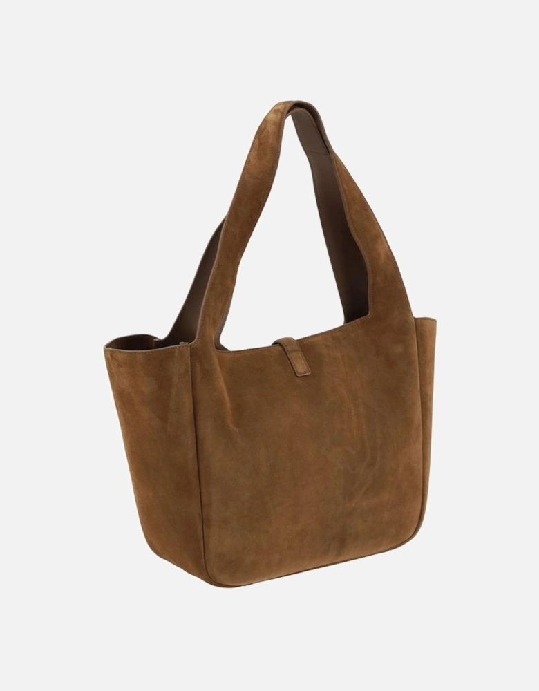 Suede Leather Tote Bag with Cassandre Logo Women - Brown Shoulder Bags