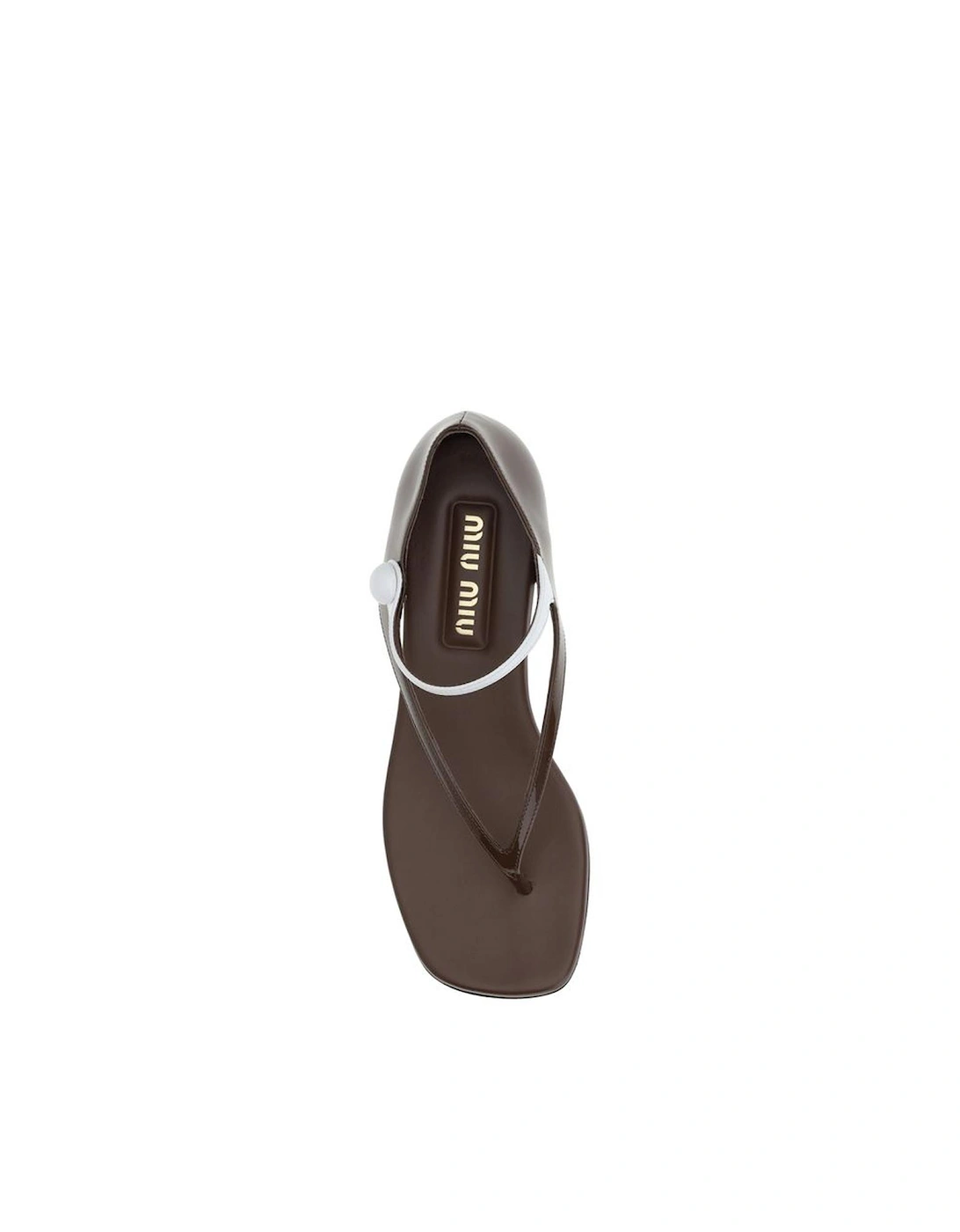 Patent Leather Thong Sandals with Square Toe Women - Brown