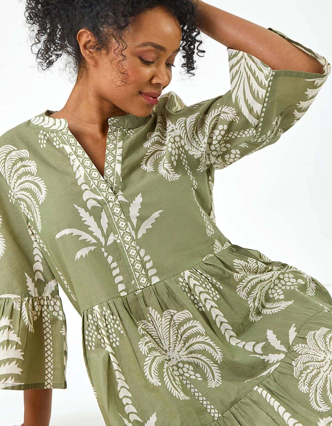 Petite Tropical Tiered Dress - Green, 2 of 1