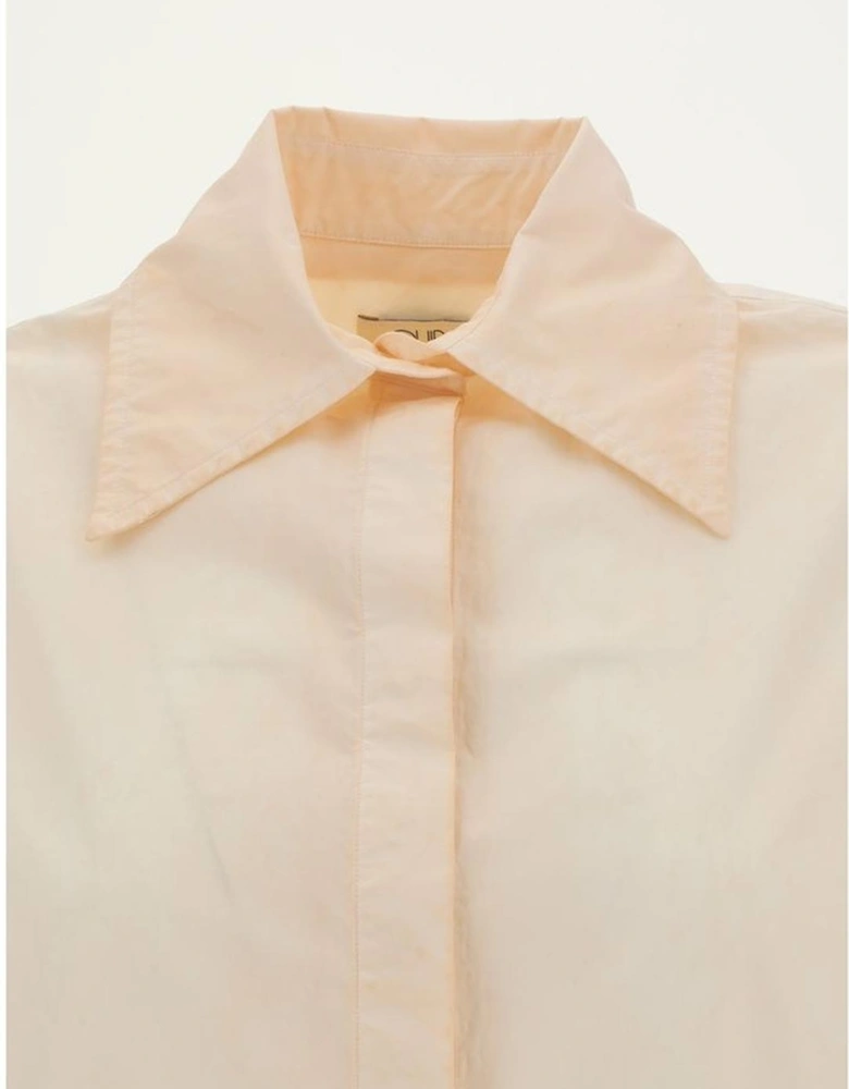 Oversized Monochrome Cotton Shirt with Classic Collar Women -