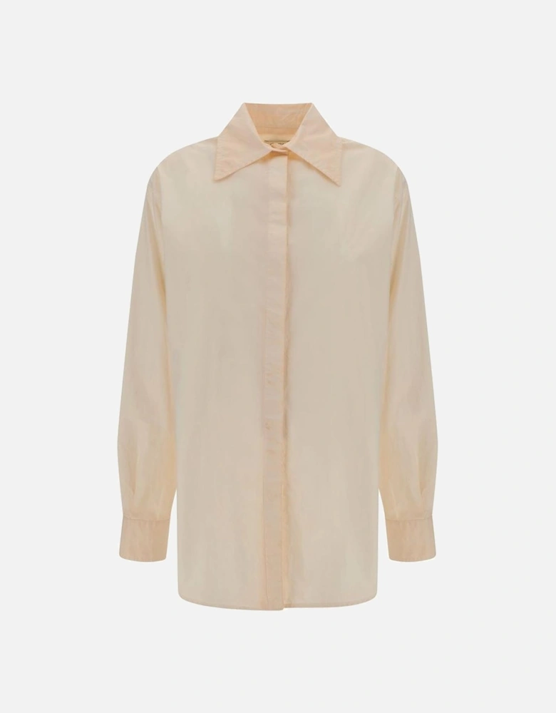 Oversized Monochrome Cotton Shirt with Classic Collar Women -