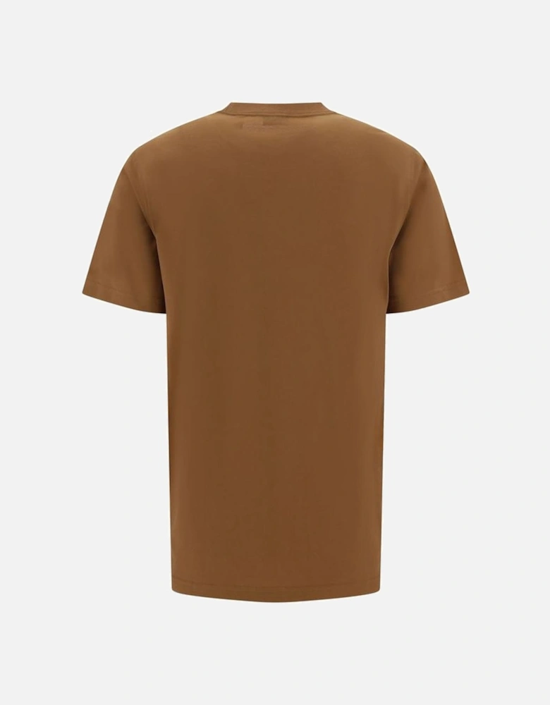 Cotton T-Shirt with Monogram and Ribbed Crew Neck Women - Brown