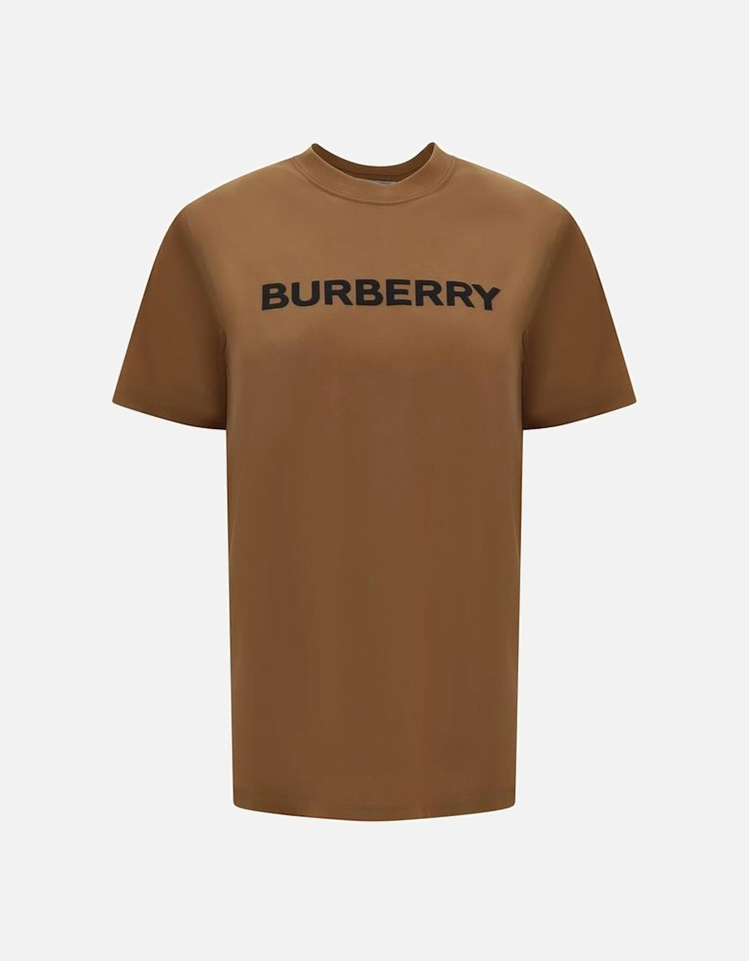 Cotton T-Shirt with Monogram and Ribbed Crew Neck Women - Brown, 4 of 3