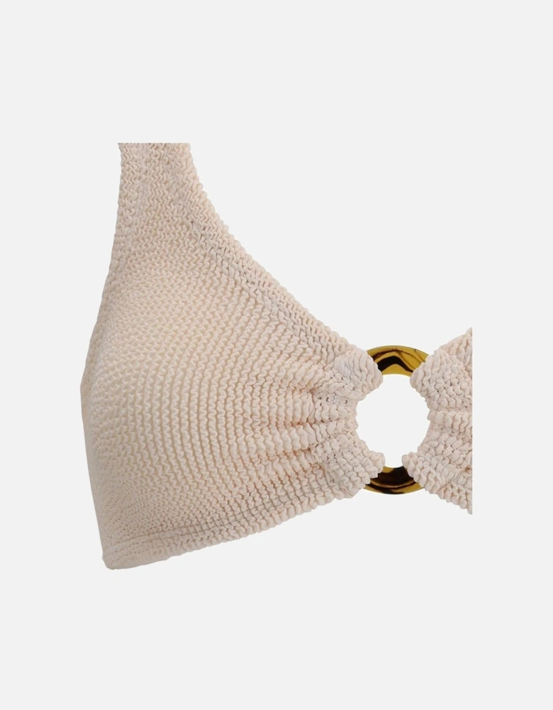 Off-Shoulder Cut-Out Crinkle Swimsuit Women - Cream Swimwear