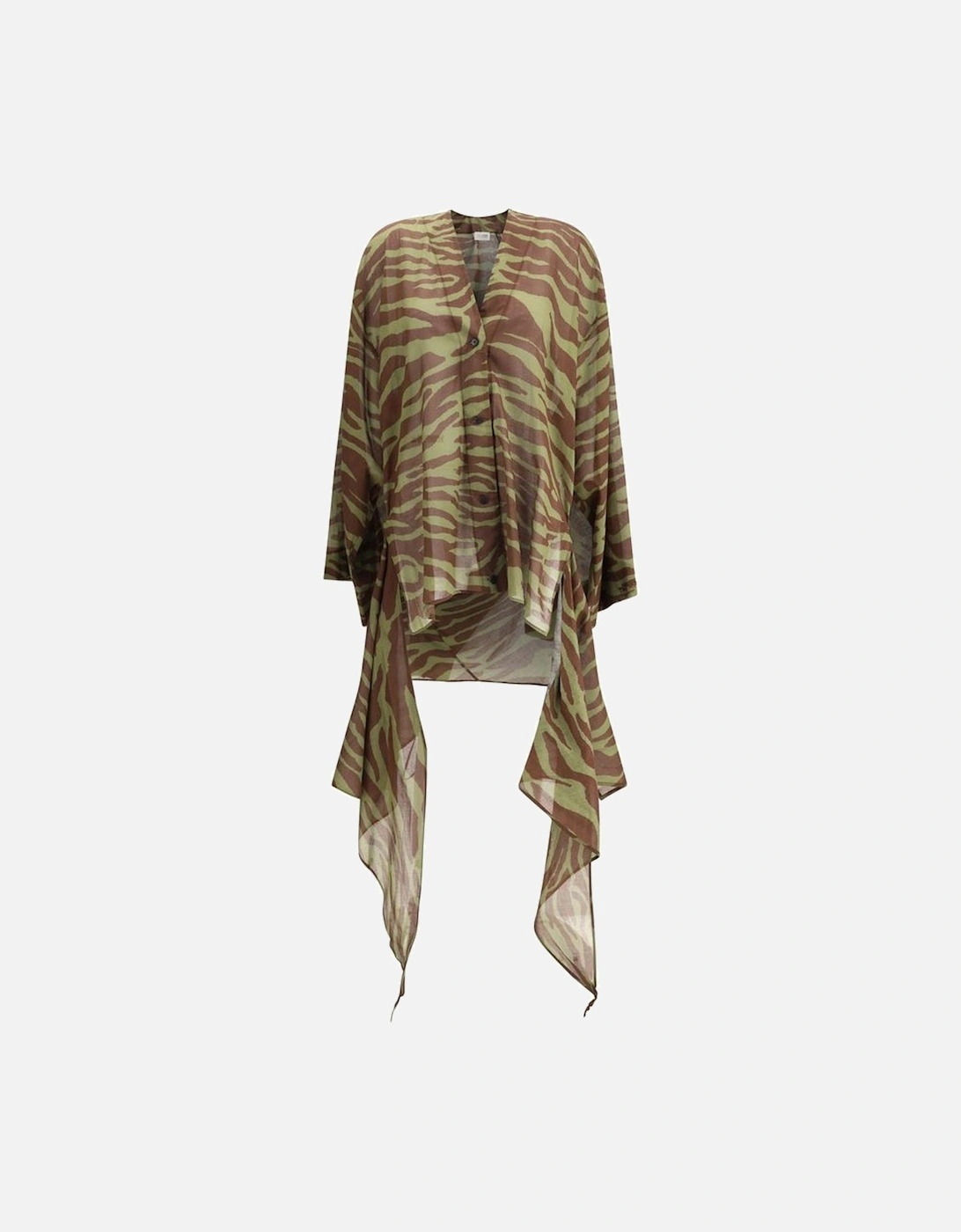 Asymmetrical Cotton Dress with Wide Sleeves Women - Brown Dresses, 4 of 3