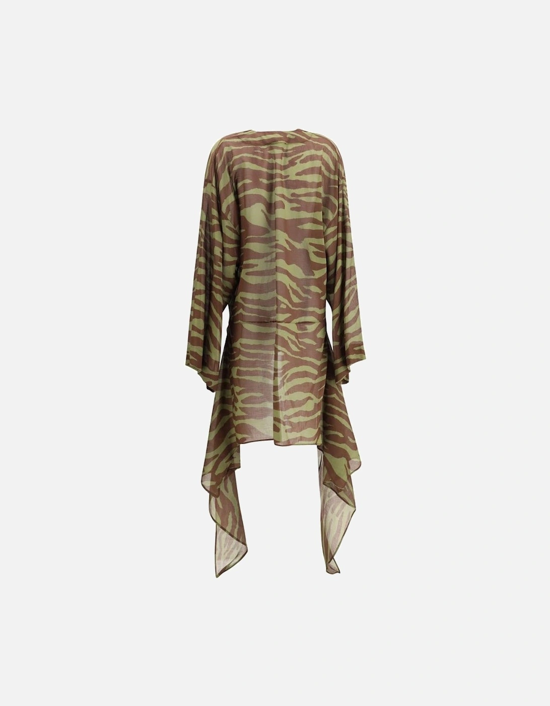 Asymmetrical Cotton Dress with Wide Sleeves Women - Brown Dresses