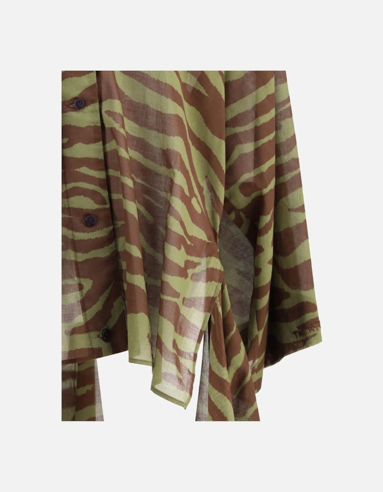 Asymmetrical Cotton Dress with Wide Sleeves Women - Brown Dresses