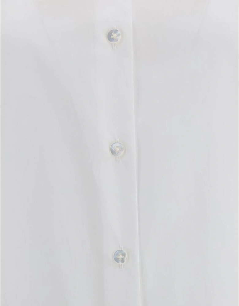 Classic Collar Cotton Shirt with Adjustable Button Cuffs Women - White