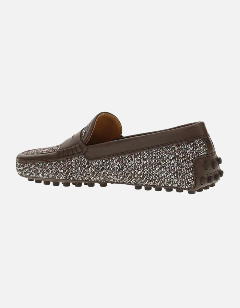 Leather and Tweed Gommino Loafers Women - Multicolor Flats
