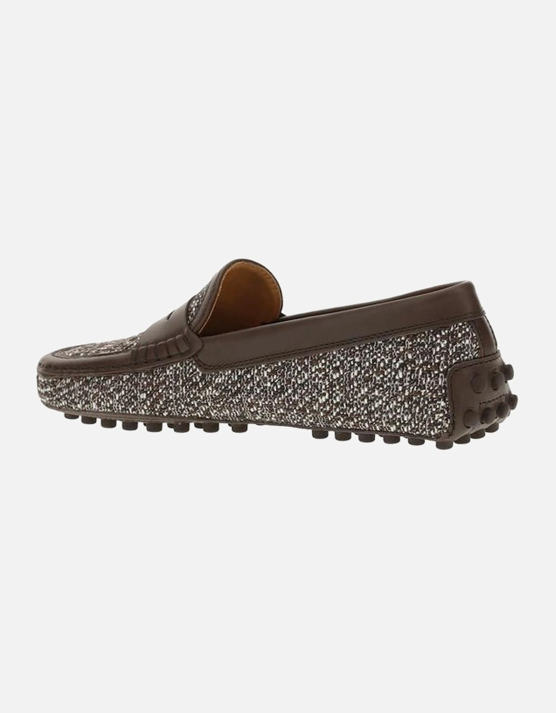 Leather and Tweed Gommino Loafers Women - Multicolor Flats