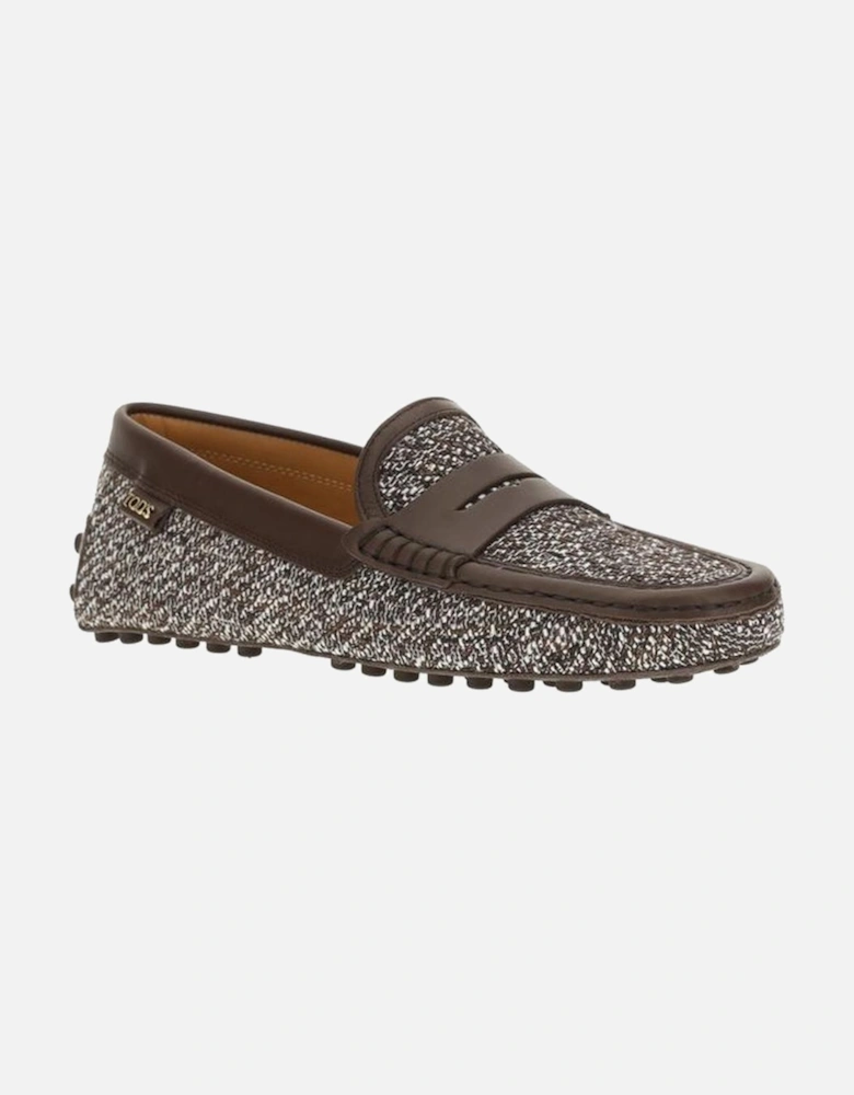 Leather and Tweed Gommino Loafers Women - Multicolor Flats