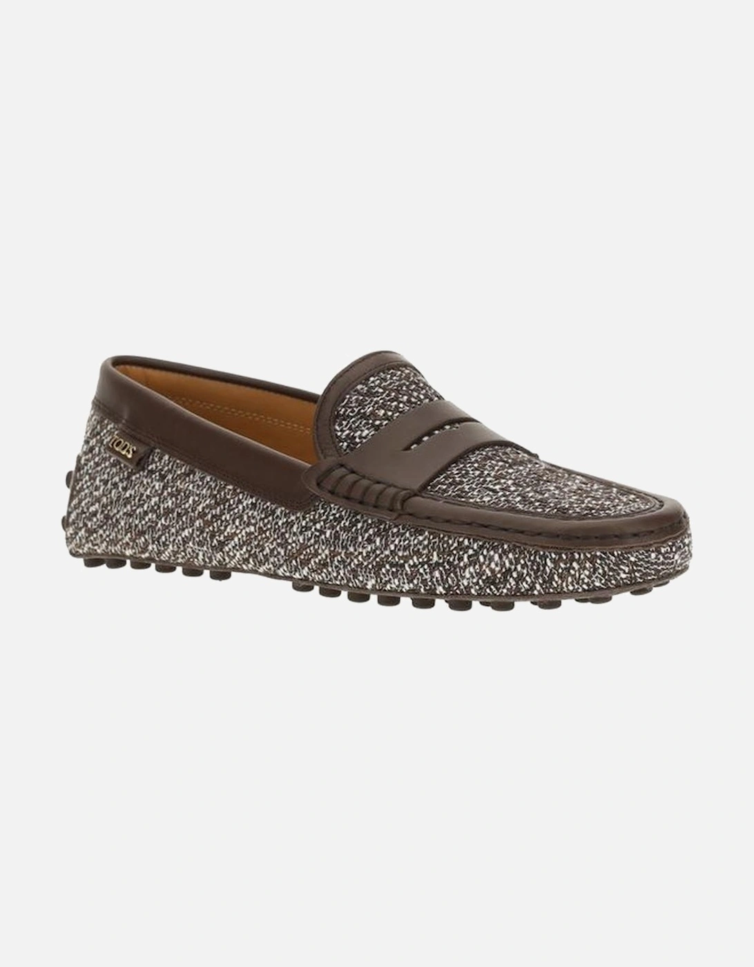 Leather and Tweed Gommino Loafers Women - Multicolor Flats