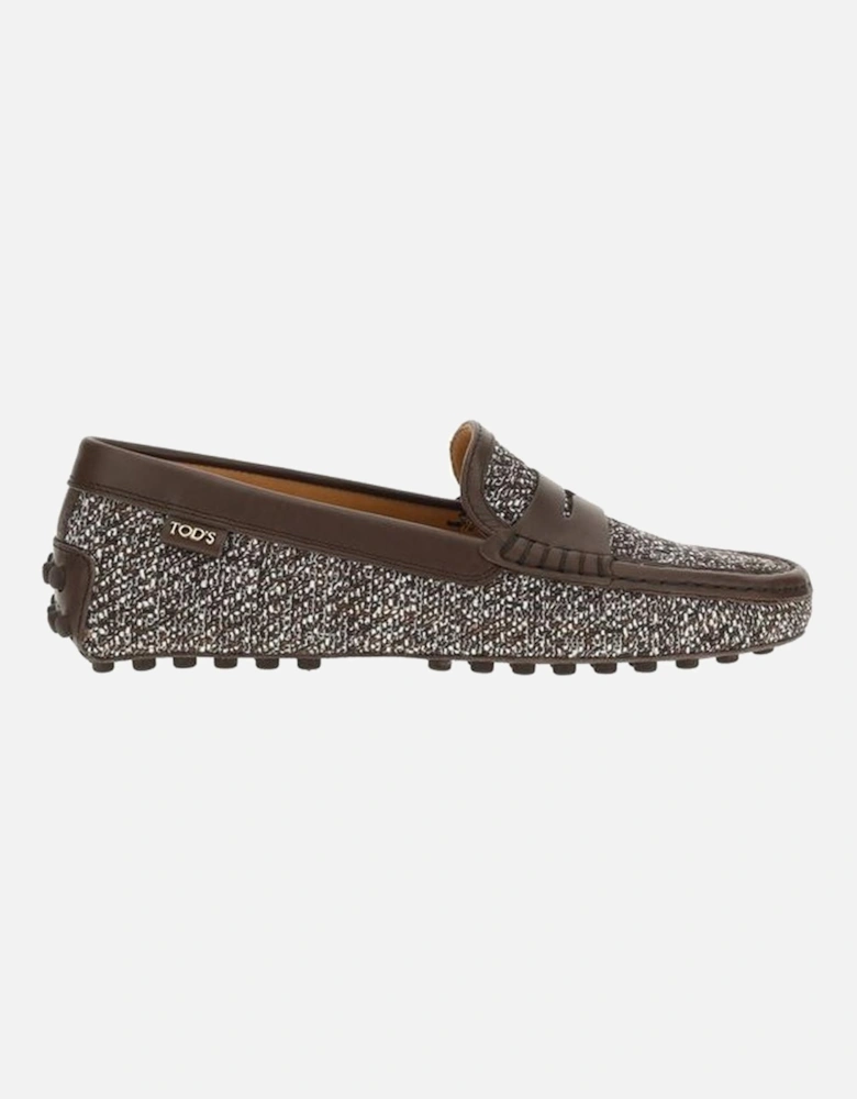 Leather and Tweed Gommino Loafers Women - Multicolor Flats