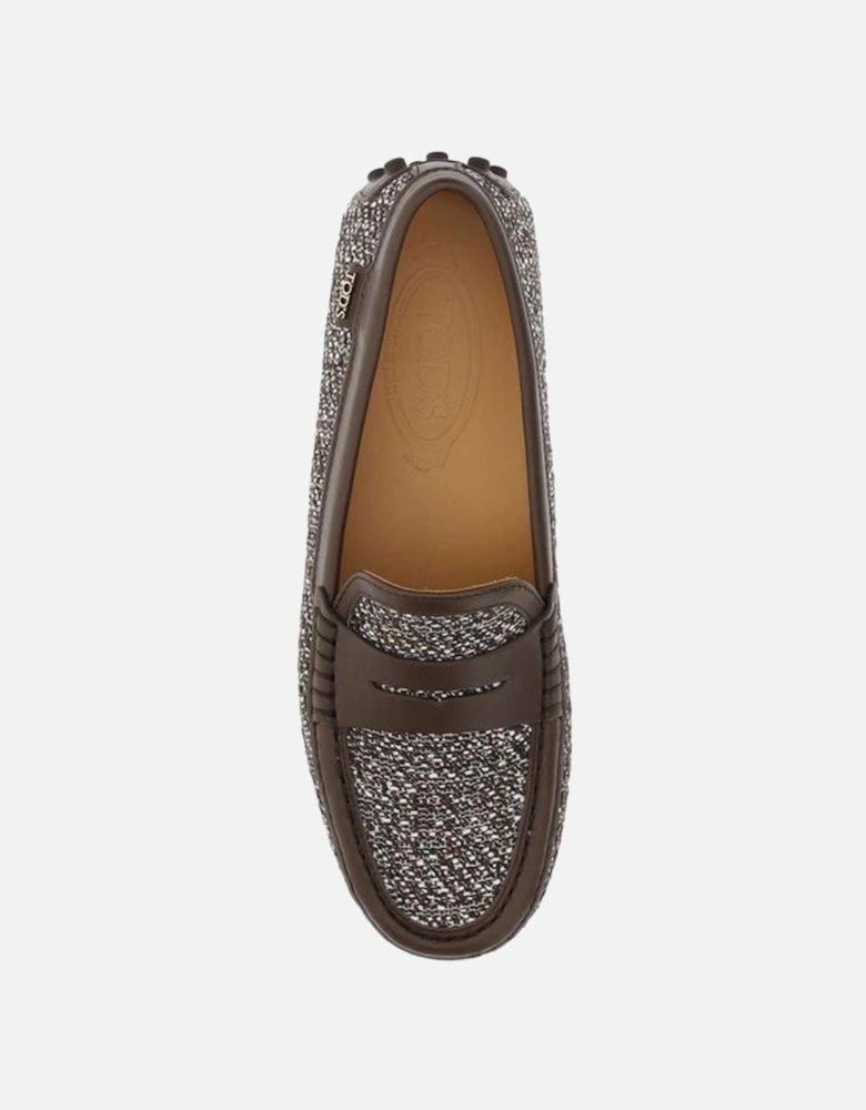 Leather and Tweed Gommino Loafers Women - Multicolor Flats