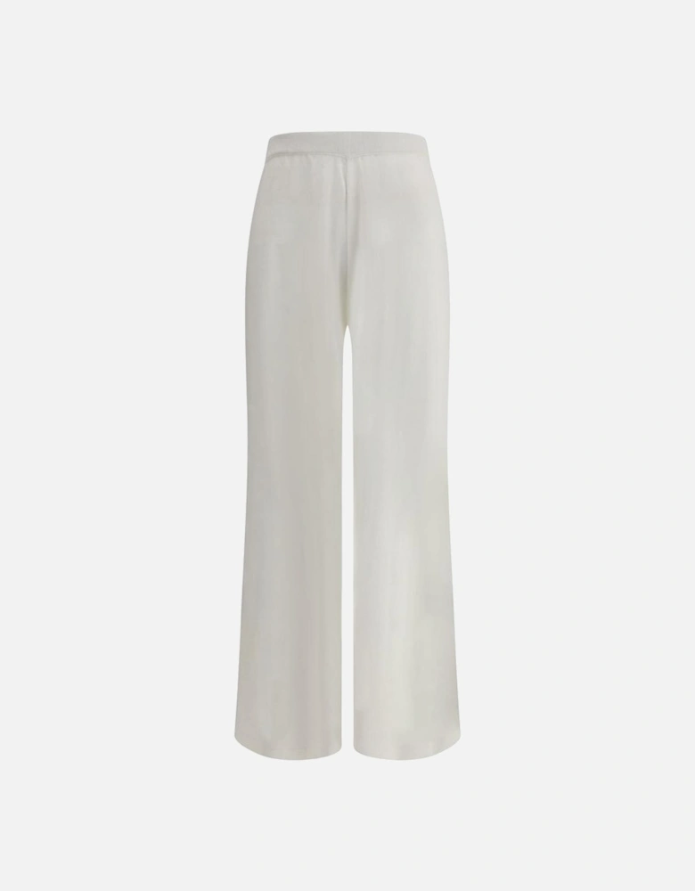 Wide Leg Linen Pants with Elastic Waistband Women - White Jeans