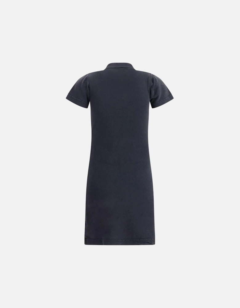 Cotton Polo Style Dress with Embroidered Logo Women - Black Dresses