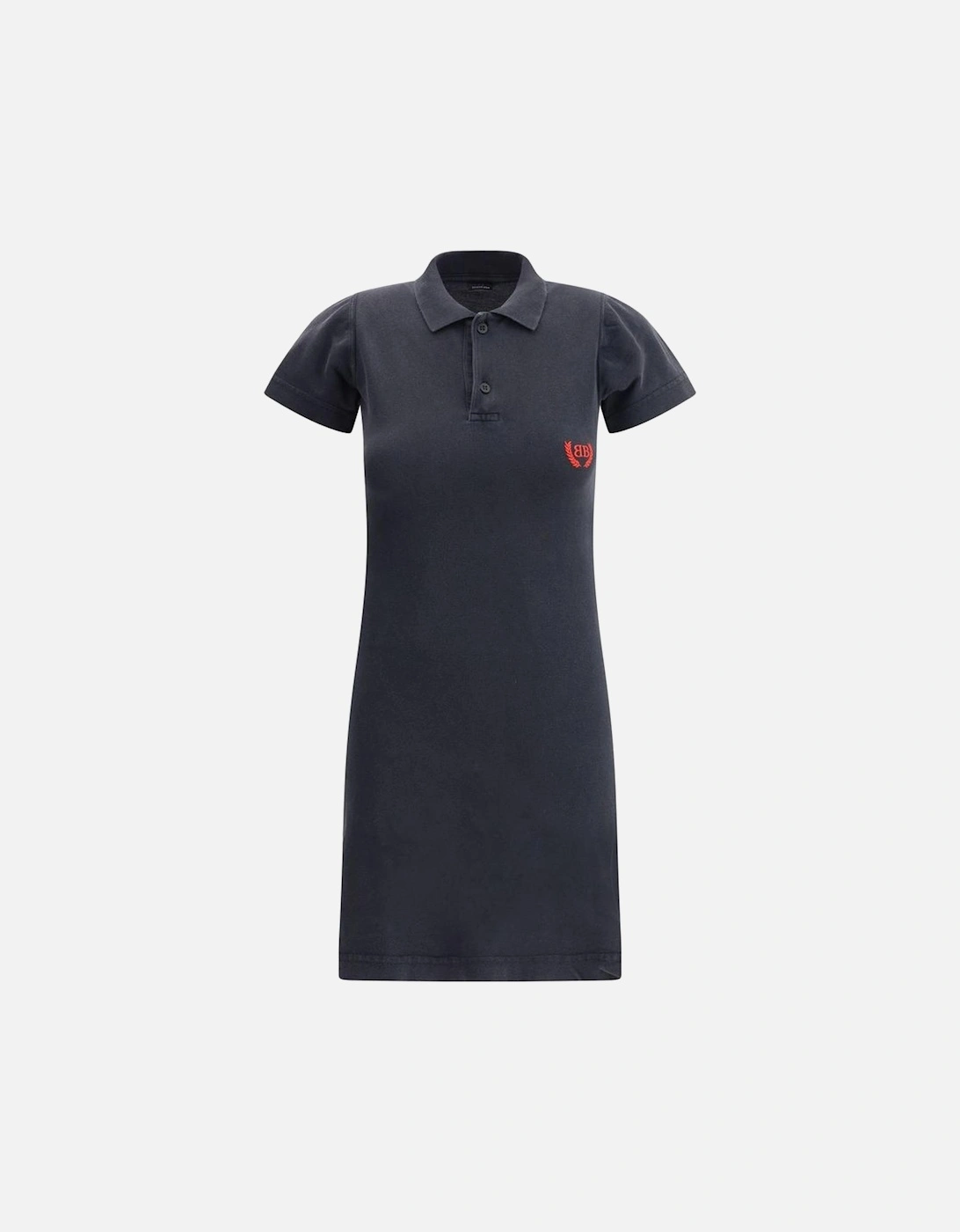 Cotton Polo Style Dress with Embroidered Logo Women - Black Dresses, 4 of 3