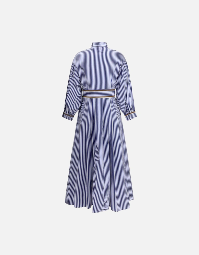 Striped Chemisier Dress with Corduroy Detailing Women - Multicolor